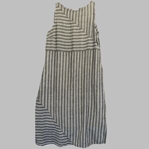 J. Jill Love Linen Striped Maxi Dress 100% Linen Size‎ Large Petite Gray Coastal